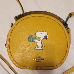 Coach Yellow Snoopy Round Crossbody Bag